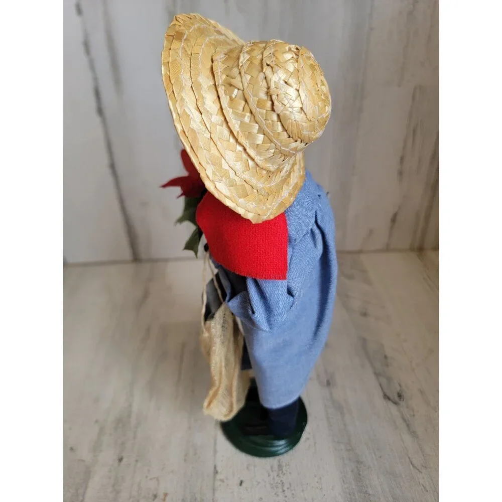 Byers Choice Gardener‎ man poinsettia flower vintage figure shovel